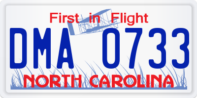NC license plate DMA0733