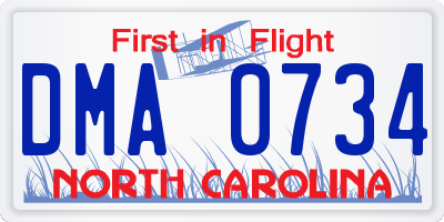 NC license plate DMA0734