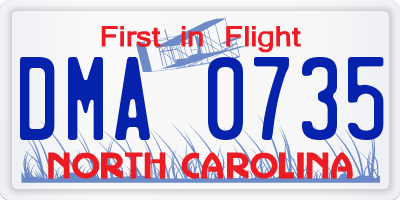 NC license plate DMA0735