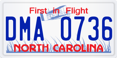 NC license plate DMA0736