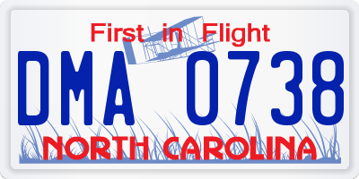 NC license plate DMA0738