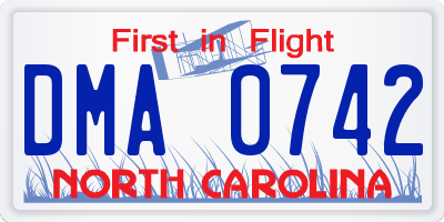 NC license plate DMA0742
