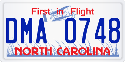 NC license plate DMA0748