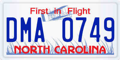 NC license plate DMA0749