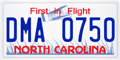 NC license plate DMA0750