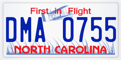 NC license plate DMA0755