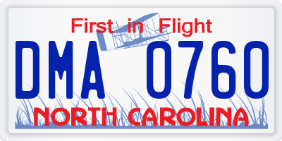 NC license plate DMA0760