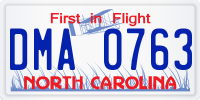 NC license plate DMA0763