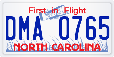 NC license plate DMA0765
