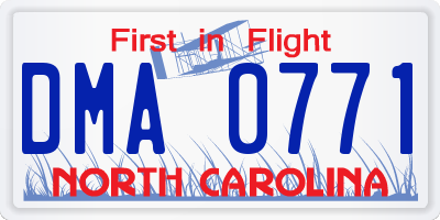 NC license plate DMA0771