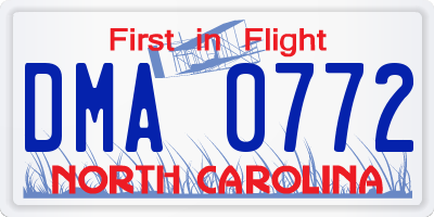 NC license plate DMA0772