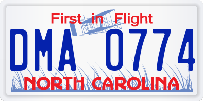 NC license plate DMA0774