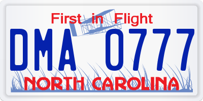 NC license plate DMA0777