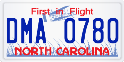 NC license plate DMA0780