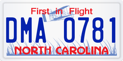 NC license plate DMA0781