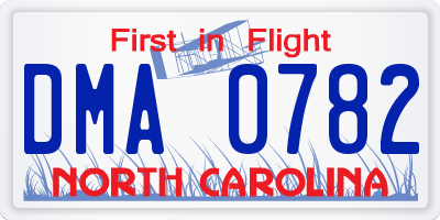 NC license plate DMA0782