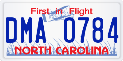 NC license plate DMA0784