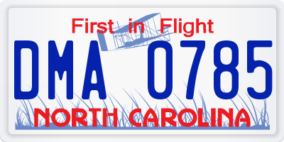 NC license plate DMA0785