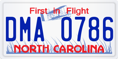 NC license plate DMA0786
