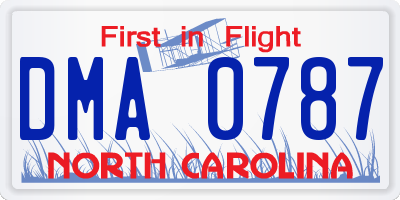 NC license plate DMA0787