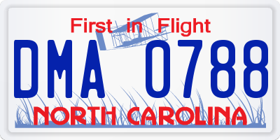 NC license plate DMA0788