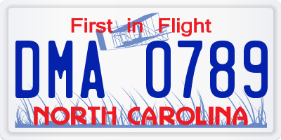 NC license plate DMA0789