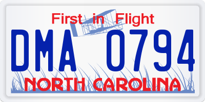 NC license plate DMA0794