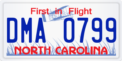 NC license plate DMA0799