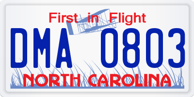 NC license plate DMA0803