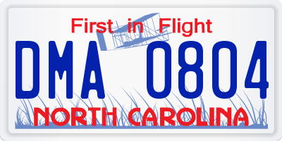 NC license plate DMA0804