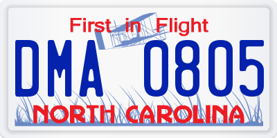 NC license plate DMA0805