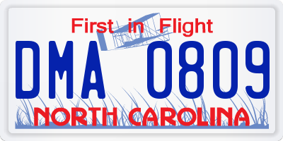 NC license plate DMA0809