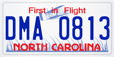 NC license plate DMA0813