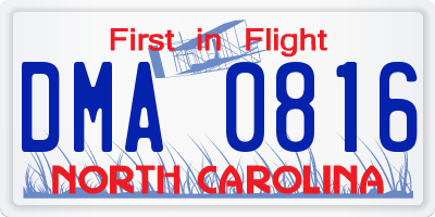 NC license plate DMA0816