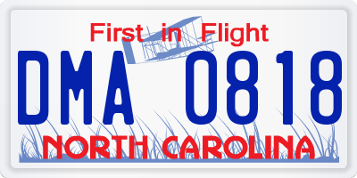 NC license plate DMA0818