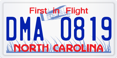 NC license plate DMA0819