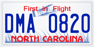 NC license plate DMA0820