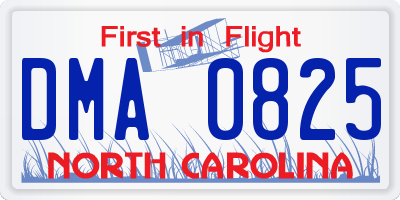 NC license plate DMA0825