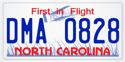 NC license plate DMA0828