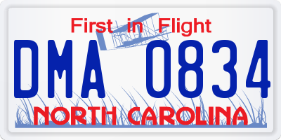 NC license plate DMA0834