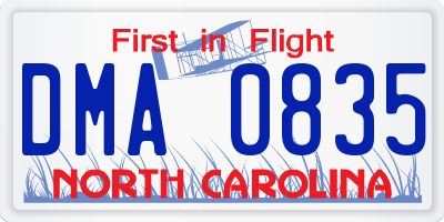 NC license plate DMA0835