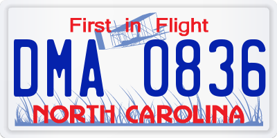 NC license plate DMA0836
