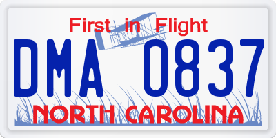 NC license plate DMA0837