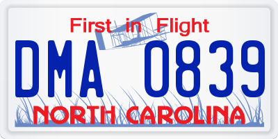 NC license plate DMA0839