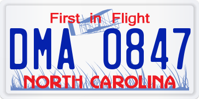 NC license plate DMA0847