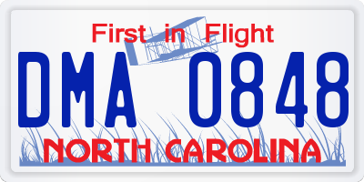 NC license plate DMA0848