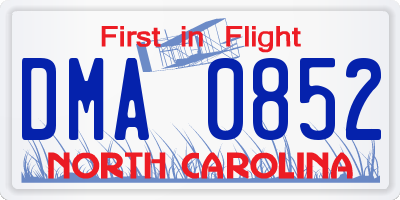 NC license plate DMA0852