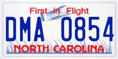 NC license plate DMA0854
