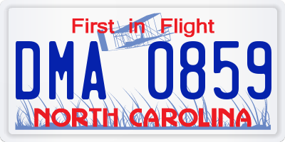 NC license plate DMA0859