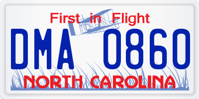 NC license plate DMA0860